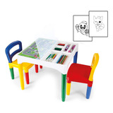 Mesinha Didática Infantil Mesa 2 Cadeiras Adesivos + Brinde