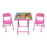 Mesinha Infantil C/ Duas Cadeiras Açomix - Rosa/princesas Cor Rosa