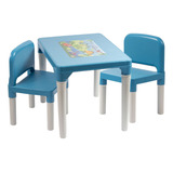 Mesinha Infantil Para Atividades Com 2 Cadeira Baby Hercules Cor Azul