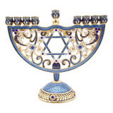 Metal Esmaltado Menorá Judaico G Azul G Azul Grande