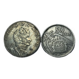 Mexico- 5 Pesos 1976 E Espanha 50 Pesetas 1957-frete Gratis