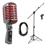 Microfone Arcano Vintage Vt-45 Bk2 + Pedestal Pmv + Cabo Xlr-p10