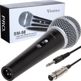 Microfone Com Fio 5mts Dinâmico Profissional Karaoke Metal 