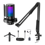 Microfone Condensador Cardioid Rgb Para Pc Gamer E Gravação