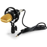 Microfone Condensador Profissional Xlr Para Estudio Cor Preto E Dourado