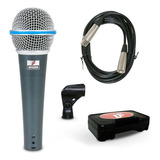 Microfone Dinâmico Arcano Osme-8 Com Cabo Xlr-xlr 4,5m Cor Azul