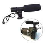 Microfone Direcional Camera Canon Nikon Sony Mic Cor Preto