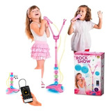 Microfone Infantil C/ Pedestal Conecta Celular C/ Luz Som