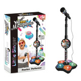 Microfone Infantil Karaoke Kid Star Conecta Com Celular Luz
