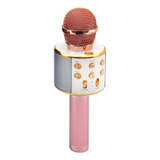 Microfone Infantil Sem Fio Bluetooth Rosa Wster Ws 858 585 Com Efeitos Sonoros