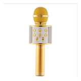 Microfone Infantil Sem Fio Wster Ws 858 585 Com Bluetooth Dourado Com Efeitos Sonoros