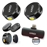 Microfone Kaidi Lightning Sem Fio Duplo Lapela Redondo Micro