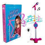 Microfone Karaokê Com Pedestal Claudia Leitte Super Estrela