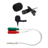 Microfone Lapela P/ Celulares Via Entrada P2 + Adaptador Mic