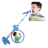 Microfone P/ Criança Infantil Com Pedestal Mp3 Menino Menina Cor Azul