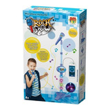 Microfone Pedestal Infantil C/ Luz Conecta Celular Brinquedo Cor Azul