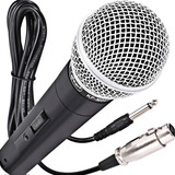 Microfone Profissional Com Fio 5 Metros + Bag + Suporte Xlr Cor Preto