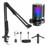 Microfone Rgb Condensador Cardioid Usb Ampligame Com Tripé