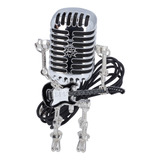 Microfone Robot Metal Mic Holding Guitarra Estilo Punk Retro