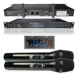 Microfone Sem Fio Arcano Bb-2 Rack Duplo De Mão Uhf Bivolt Cor Preto