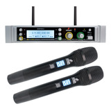Microfone Sem Fio Arcano Morpheus-2 Duplo Mic De Mão Bivolt Cor Cinza