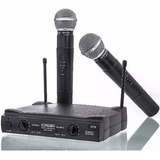 Microfone Sem Fio Duplo Uhf Wireless Le-906 Lelong Cor Preto