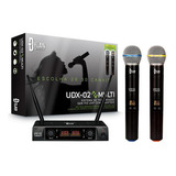 Microfone Sem Fio Dylan Udx02 Uhf Duplo C/display Digital