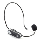 Microfone Sem Fio Staner Uhf Duplo Headset Sfw20 Cor Preto