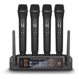 Microfones Com 4 Canias Sem Fio Profissional Karaokê Uhf