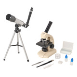 Microscópio Monocular Até 400x E Luneta De Ampliação Até 90x
