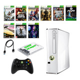 Microsoft Xbox 360 Slim 4gb Standard Branco + Jogos + Garantia + Nota Fiscal