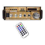 Mini Amplificador Som Audio Bluetooth Usb Mp3 Fm Karaoke Cor Dourado