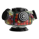 Mini Baleiro Giratório Vidro 5 Potes 1250ml Preto Antigo
