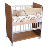 Mini Berço Bed Side New Baby Colchão Grade Móvel Cor Nature