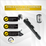 Mini Bomba Bicicleta Pressão Pneu De Encher Gp-41 Giyo Com Manômetro Bico Reversível Cor Preto