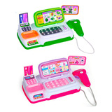 Mini Caixa Registradora Wellmix Infantil Rosa Scanner Com Som Luzes