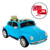 Mini Carro Brinquedo Elétrico Fusca Azul Som Luzes Controle