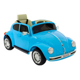 Mini Carro Brinquedo Elétrico Fusca Azul Som Luzes Controle