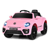 Mini Carro Elétrico Infantil Volkswagen Beetle Dune Bateria 6v Motorizado Importway Bw-274 Controle Cor Rosa