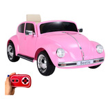 Mini Carro Elétrico Infantil Volkswagen Beetle Dune Rosa 6v