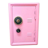 Mini Cofre Chapa Aço Com Segredo Chaves Dinheiro Joias Cor Rosa