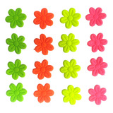 Mini Flor Em Tecido Para Apliques 200 Peças Com 4 Cores Neon