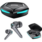 Mini Fone Tws Bluetooth Gamer Android/ios Led Azul Cobra Cor Preto Cor Da Luz Azul-turquesa