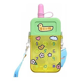 Mini Garrafa Infantil Cantil Forma Telefone Com Adesivos Cor Verde