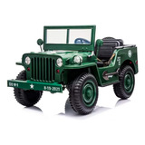 Mini Jeep Elétrico Willys 24v Suporta 60kg Exército Verde