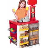 Mini Mercadinho Infantil Market Magic Toys + Feirinha Usual Cor Vermelho