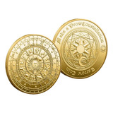Mini Moeda Tarô Tarot Constelações Comemorativa Dourado Case