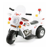 Mini Moto Elétrica Infantil Triciclo Criança Bateria 6v Importway Bw002-b Branco Polícia Bivolt