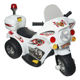 Mini Moto Elétrica Infantil Triciclo Criança Polícia Branca