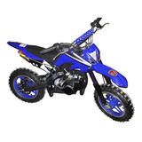 Mini Motocross Trilha 49cc Partida Elétrica Bz Azul Gasolina
